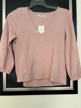 Madewell Blush Pink V-Neck Knit Top